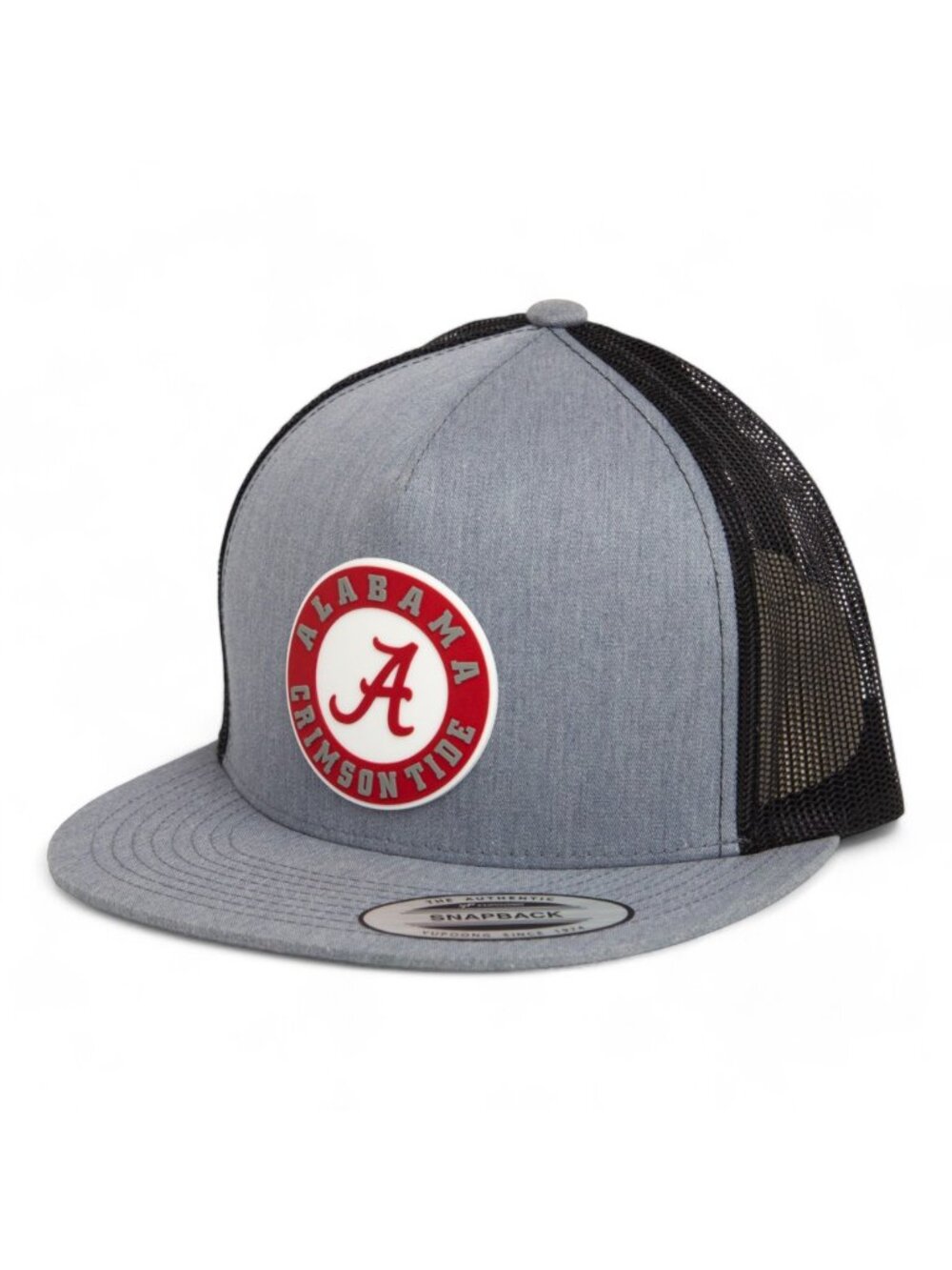 Alabama Crimson Tide Snapback Flat Bill Trucker Hat- Heather/ Black